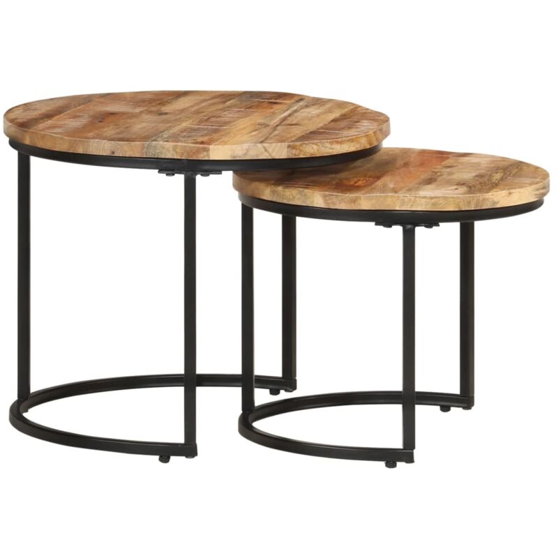 foto del prodotto vidaxl tavolini impilabili 2 pz in legno di mango grezzo