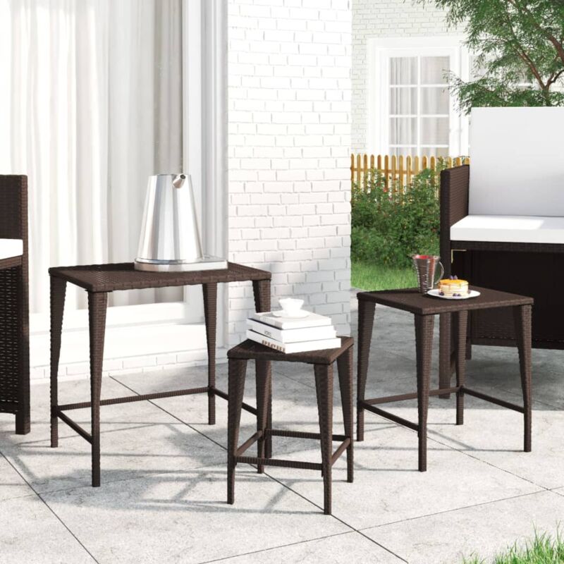 foto del prodotto vidaxl tavolini impilabili 3 pz marroni in polyrattan