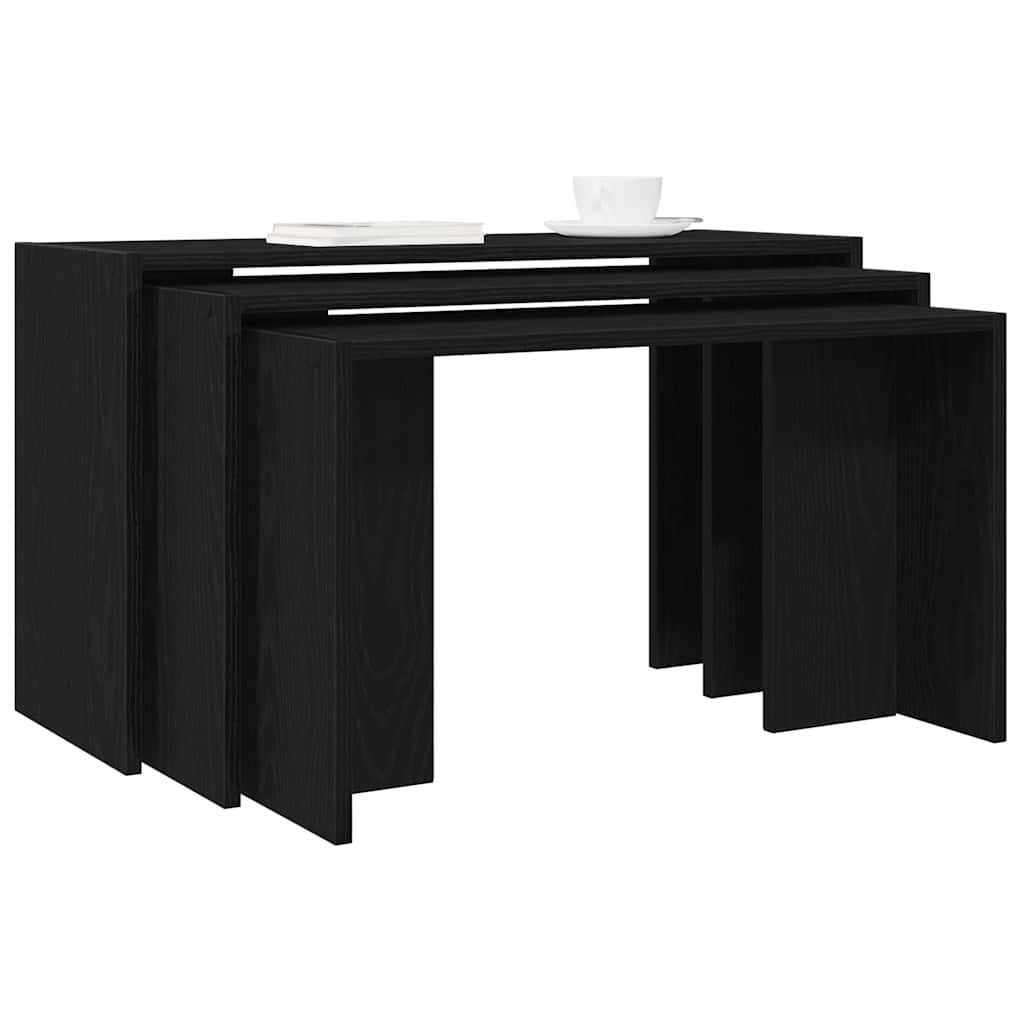foto del prodotto vidaxl tavolini impilabili 3 pz neri in legno multistrato