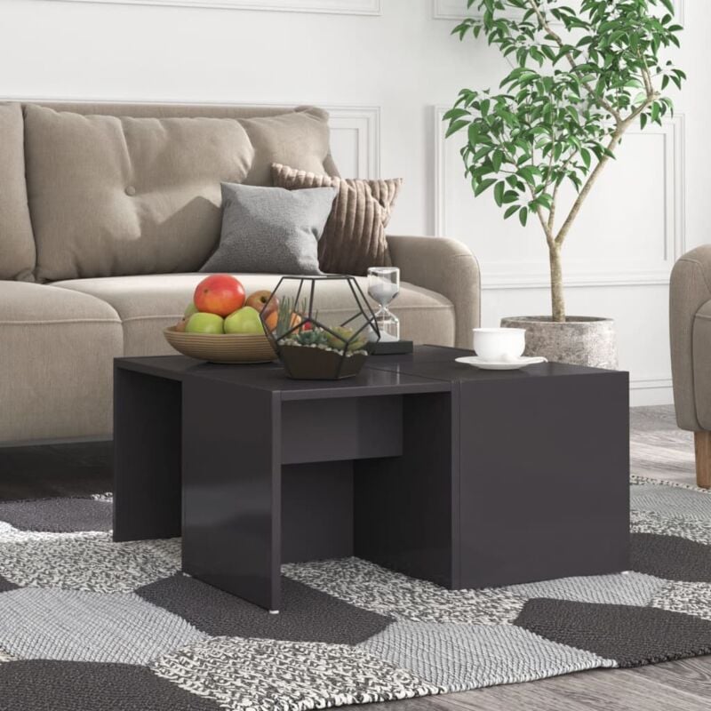foto del prodotto vidaxl tavolini salotto 4pz grigio lucido 33x33x33cm legno multistrato