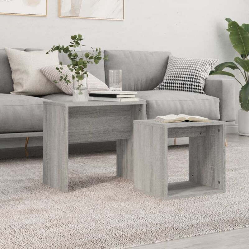 foto del prodotto vidaxl tavolini salotto impilabili 2pz grigio sonoma legno multistrato