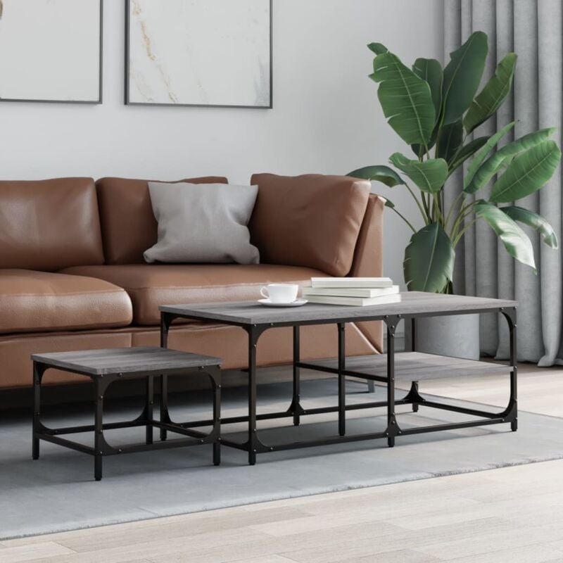 foto del prodotto vidaxl tavolini salotto impilabili 2pz grigio sonoma legno multistrato