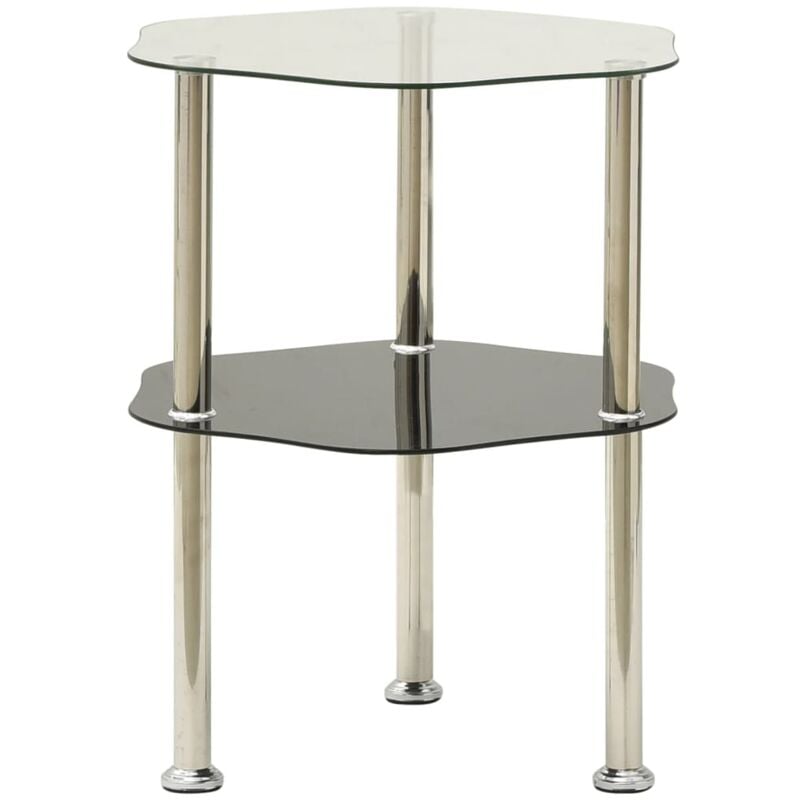 foto del prodotto vidaxl tavolino 2 livelli trasparente nero 38x38x50 cm vetro temperato