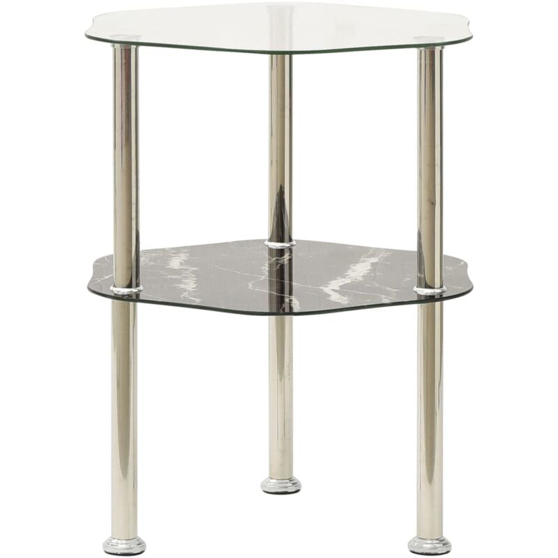 foto del prodotto vidaxl tavolino 2 livelli trasparente nero 38x38x50 cm vetro temperato