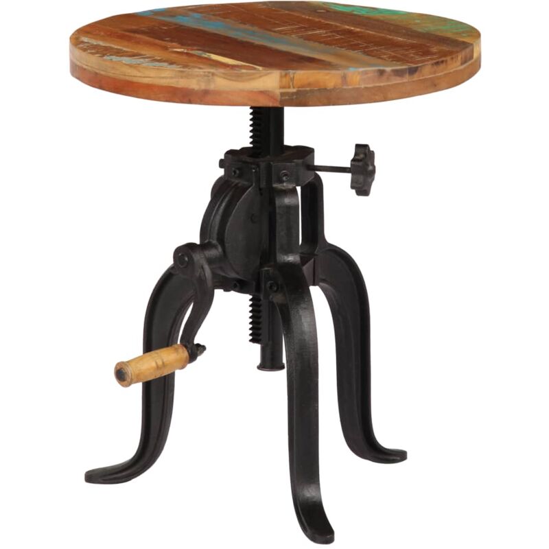foto del prodotto vidaxl tavolino 45x(45-62) cm in legno massello di recupero e ghisa