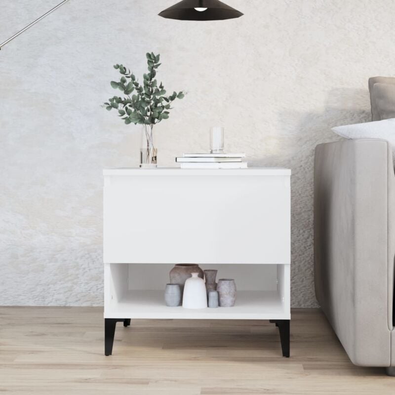 foto del prodotto vidaxl tavolino bianco 50x46x50 cm in legno multistrato