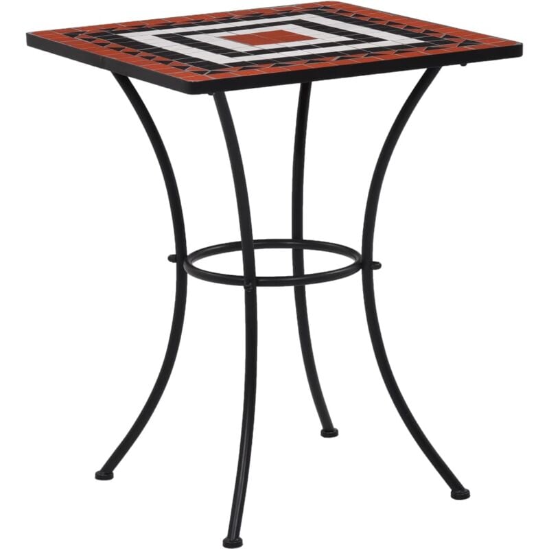 foto del prodotto vidaxl tavolino bistrot con mosaico terracotta e bianco 60 cm ceramica