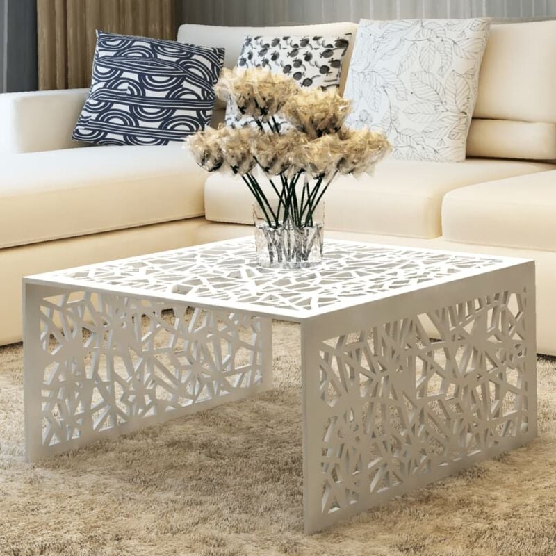 foto del prodotto vidaxl tavolino con design geometrico traforato argento in alluminio