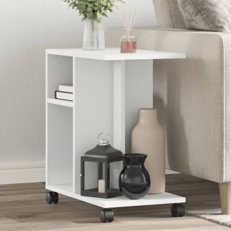 foto del prodotto vidaxl tavolino con ruote bianco 50x30x55 cm in legno multistrato