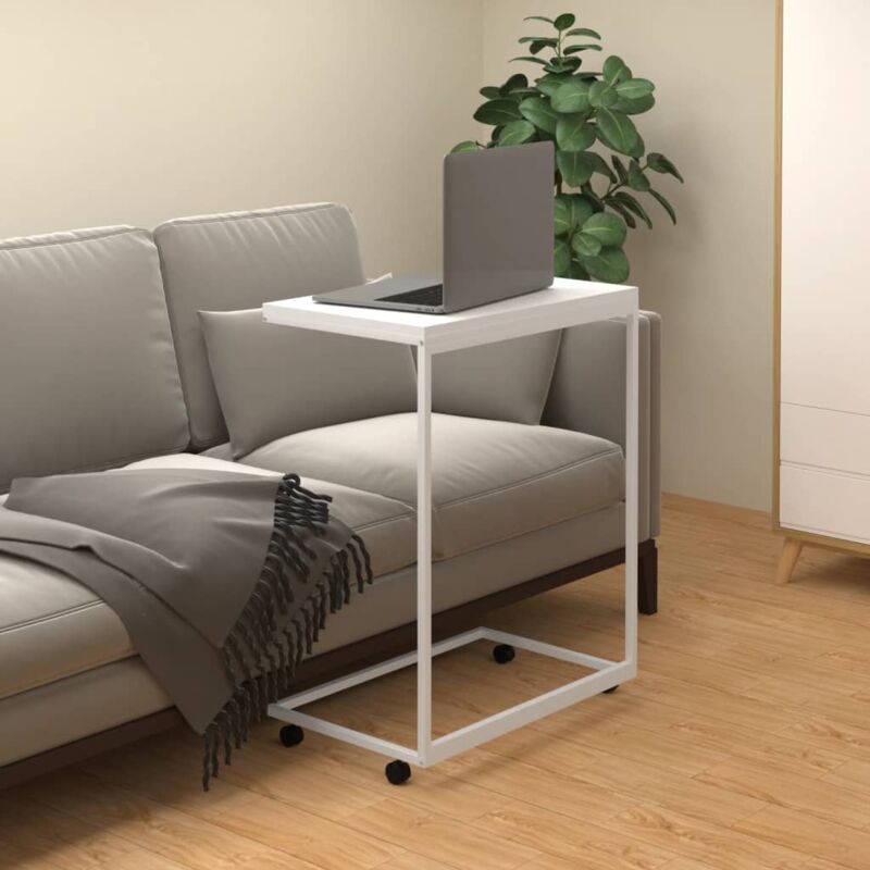 foto del prodotto vidaxl tavolino con ruote bianco 55x35x70 cm in legno multistrato