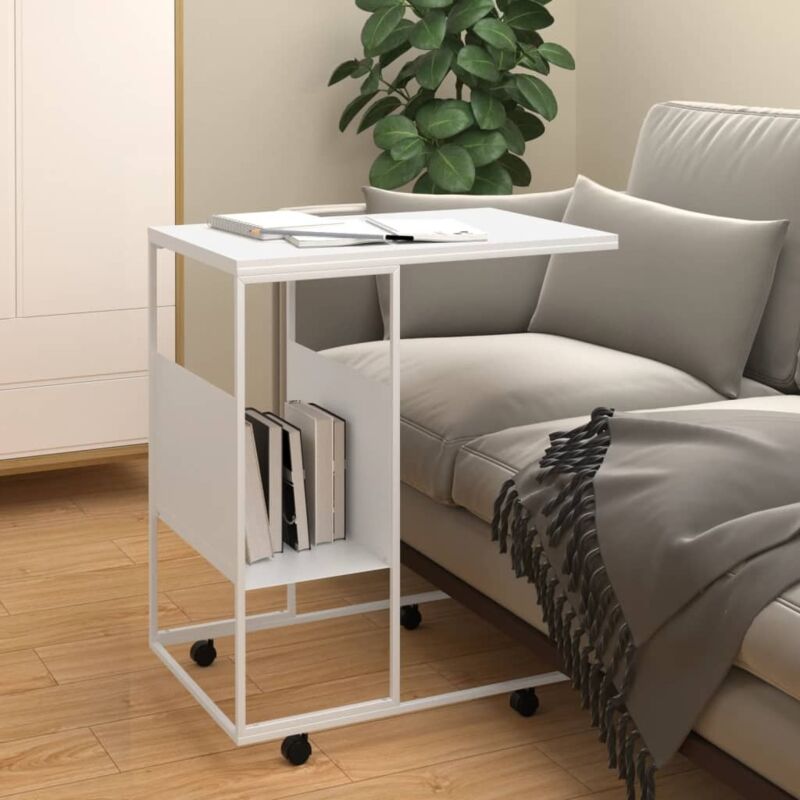 foto del prodotto vidaxl tavolino con ruote bianco 55x36x63,5cm in legno multistrato