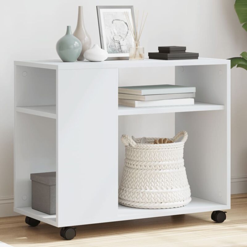 foto del prodotto vidaxl tavolino con ruote bianco 70x35x60 cm in truciolato