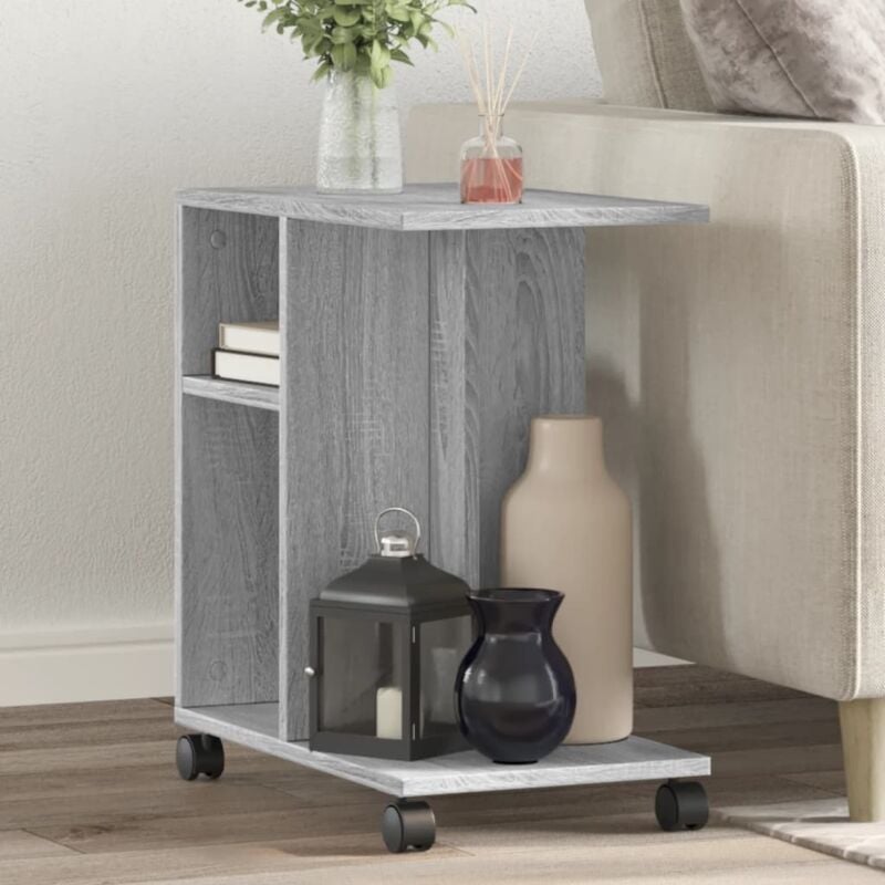 foto del prodotto vidaxl tavolino con ruote grigio sonoma 50x30x55 cm legno multistrato