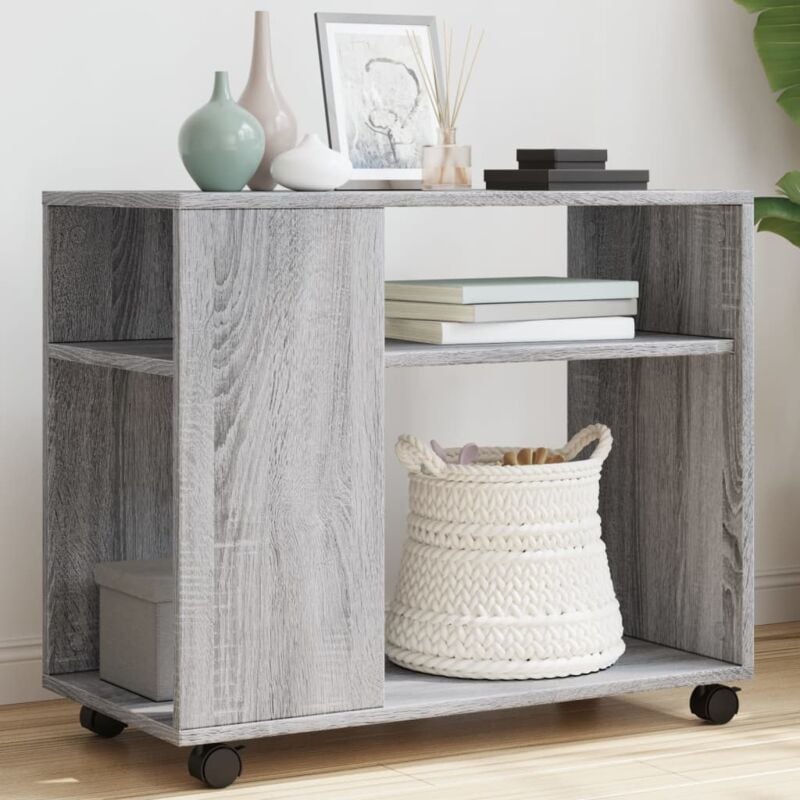 foto del prodotto vidaxl tavolino con ruote grigio sonoma 70x35x60 cm in truciolato