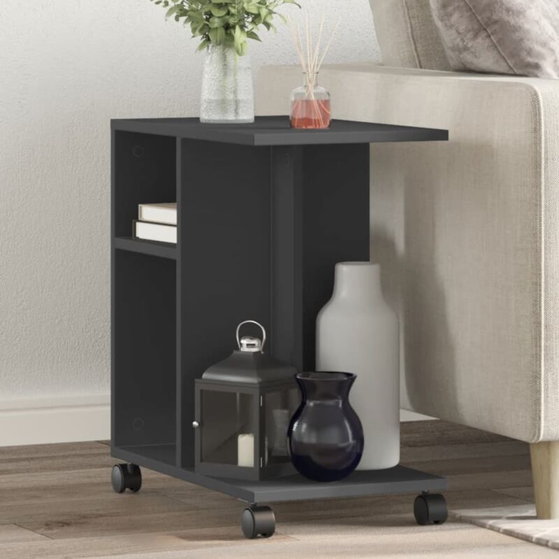 foto del prodotto vidaxl tavolino con ruote nero 50x30x55 cm in legno multistrato