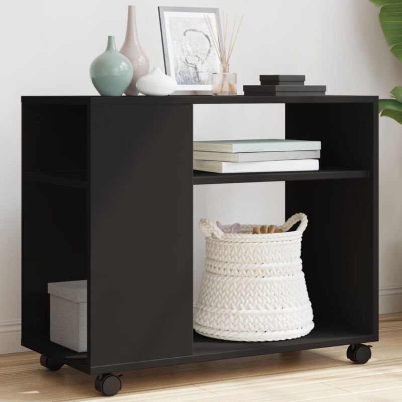foto del prodotto vidaxl tavolino con ruote nero 70x35x60 cm in legno multistrato