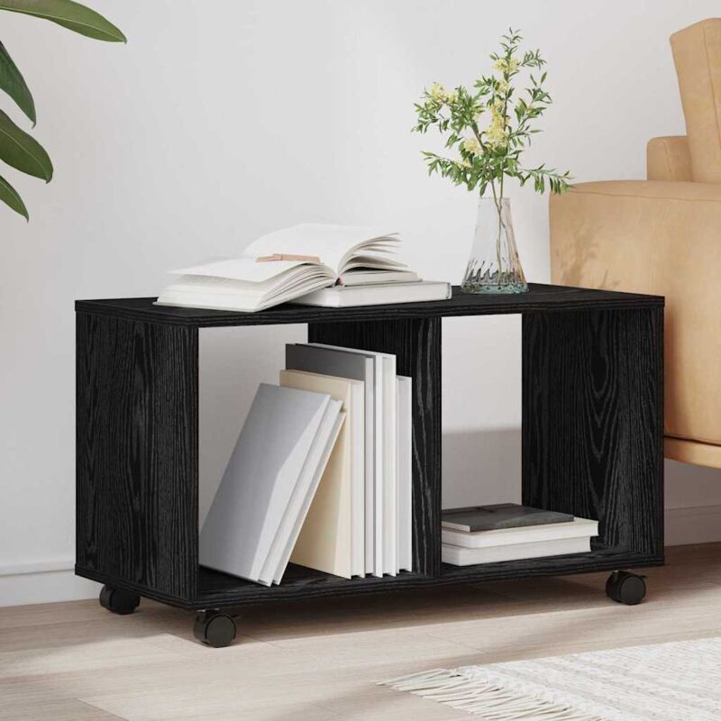 foto del prodotto vidaxl tavolino con ruote rovere nero 72x33x42,5 cm legno ingegnerizzato