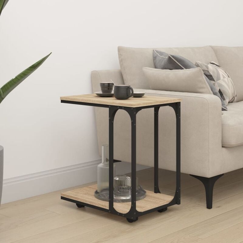 foto del prodotto vidaxl tavolino con ruote rovere sonoma 50x35x55,5cm legno multistrato