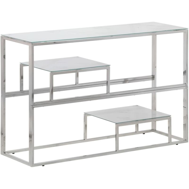 foto del prodotto vidaxl - tavolino consolle argento acciaio inossidabile vetro temperato