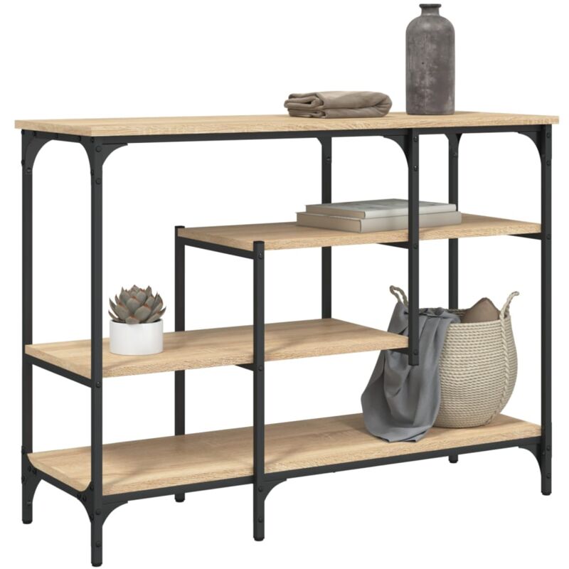 foto del prodotto vidaxl tavolino consolle con ripiani rovere sonoma 100x35x75 cm