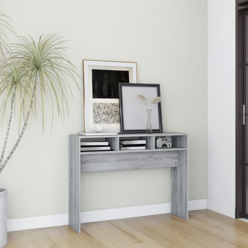 foto del prodotto vidaxl tavolino consolle grigio sonoma 105x30x80 cm legno multistrato
