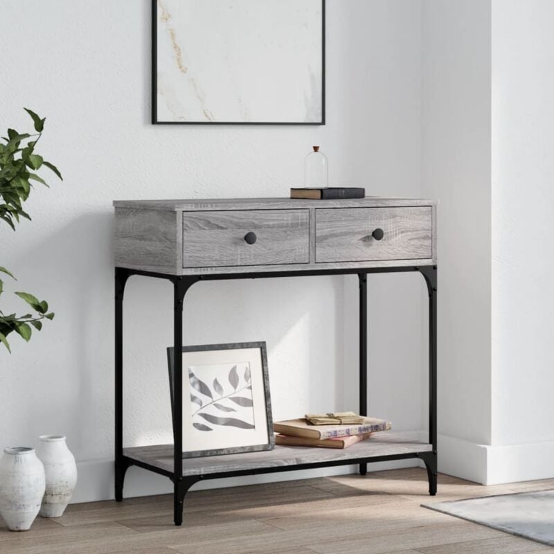 foto del prodotto vidaxl tavolino consolle grigio sonoma 75x34,5x75cm legno multistrato