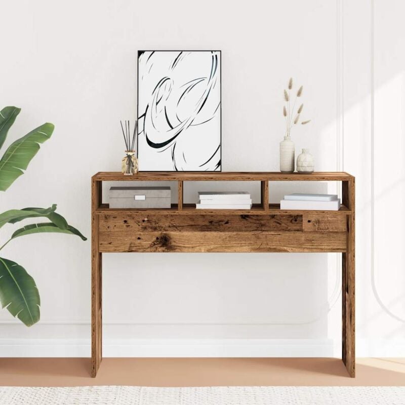 foto del prodotto vidaxl tavolino consolle legno antico 105x30x80 cm in truciolato