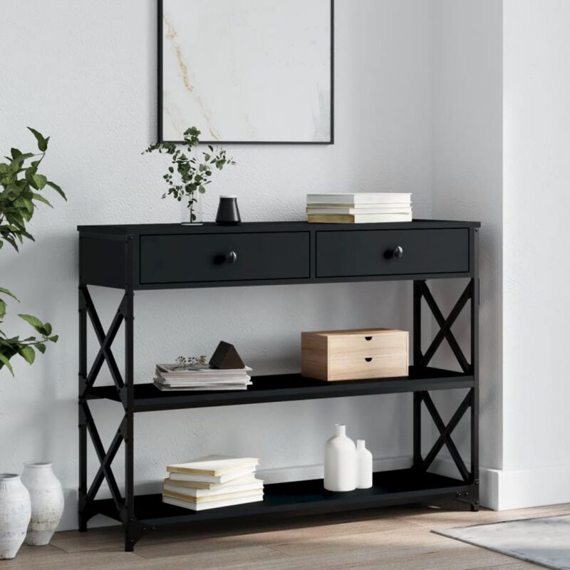 foto del prodotto vidaxl tavolino consolle nero 100x28x75 cm in legno multistrato