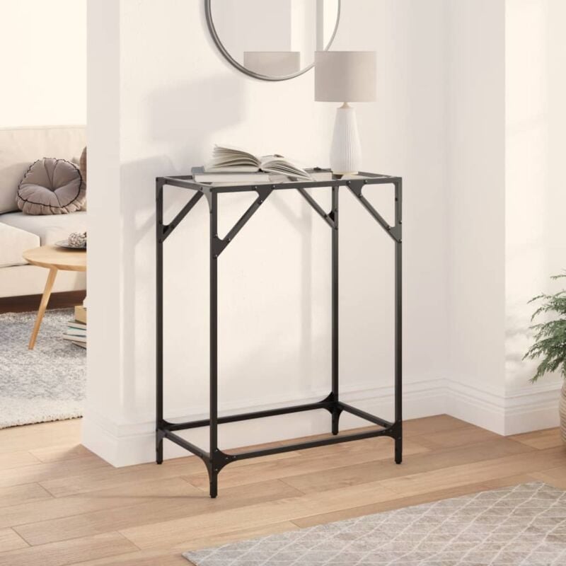 foto del prodotto vidaxl tavolino consolle piano vetro trasparente 60x35x81cm in acciaio