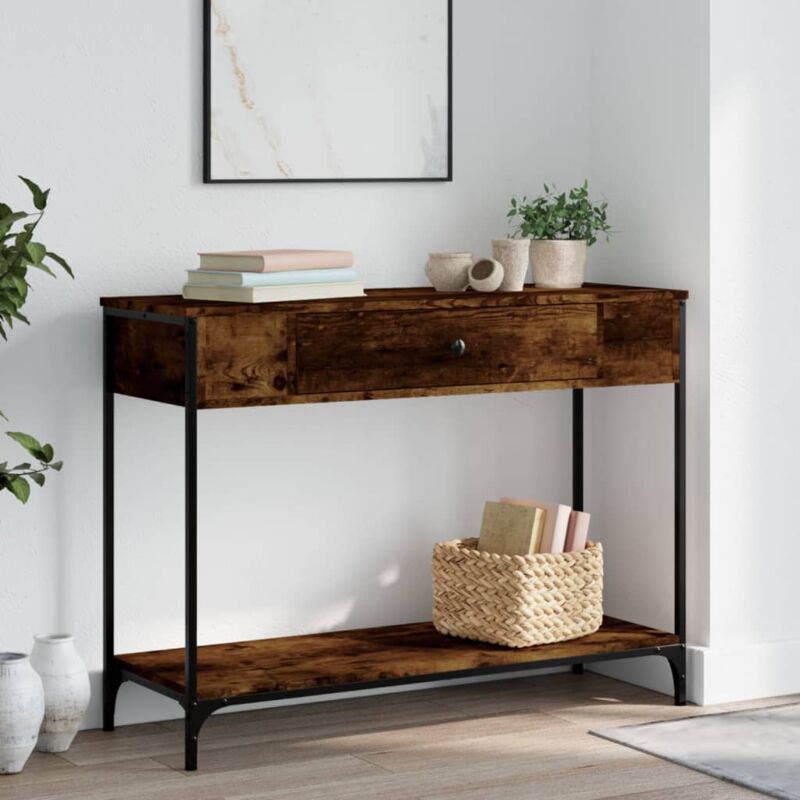 foto del prodotto vidaxl tavolino consolle rovere fumo 100x34,5x75cm legno multistrato
