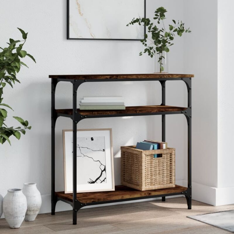 foto del prodotto vidaxl tavolino consolle rovere fumo 75x29x75 cm in legno multistrato