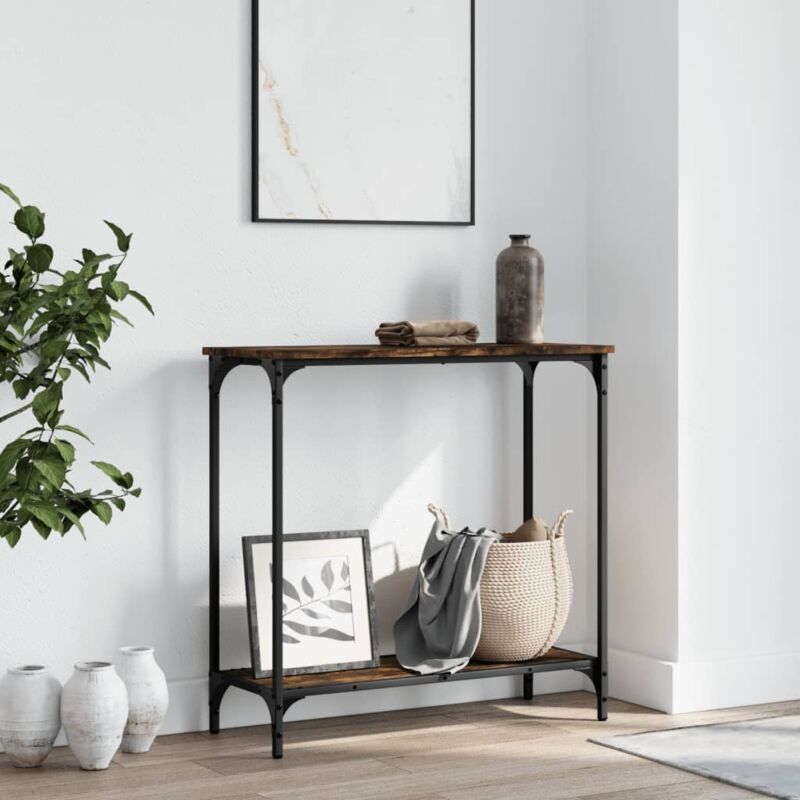 foto del prodotto vidaxl tavolino consolle rovere fumo 75x30,5x75 cm legno multistrato