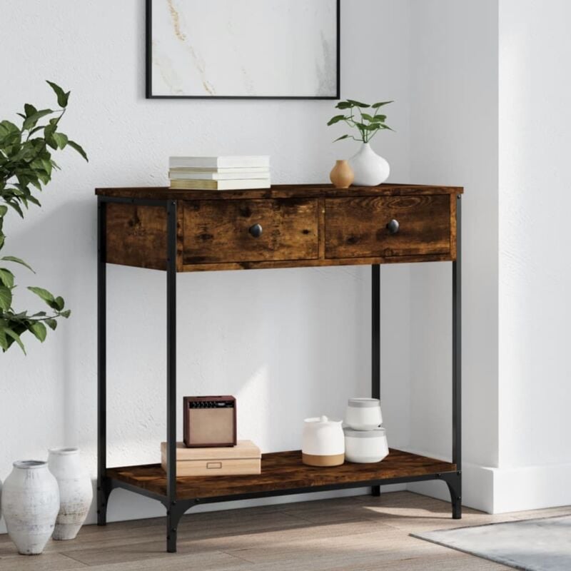 foto del prodotto vidaxl tavolino consolle rovere fumo 75x34,5x75cm legno multistrato