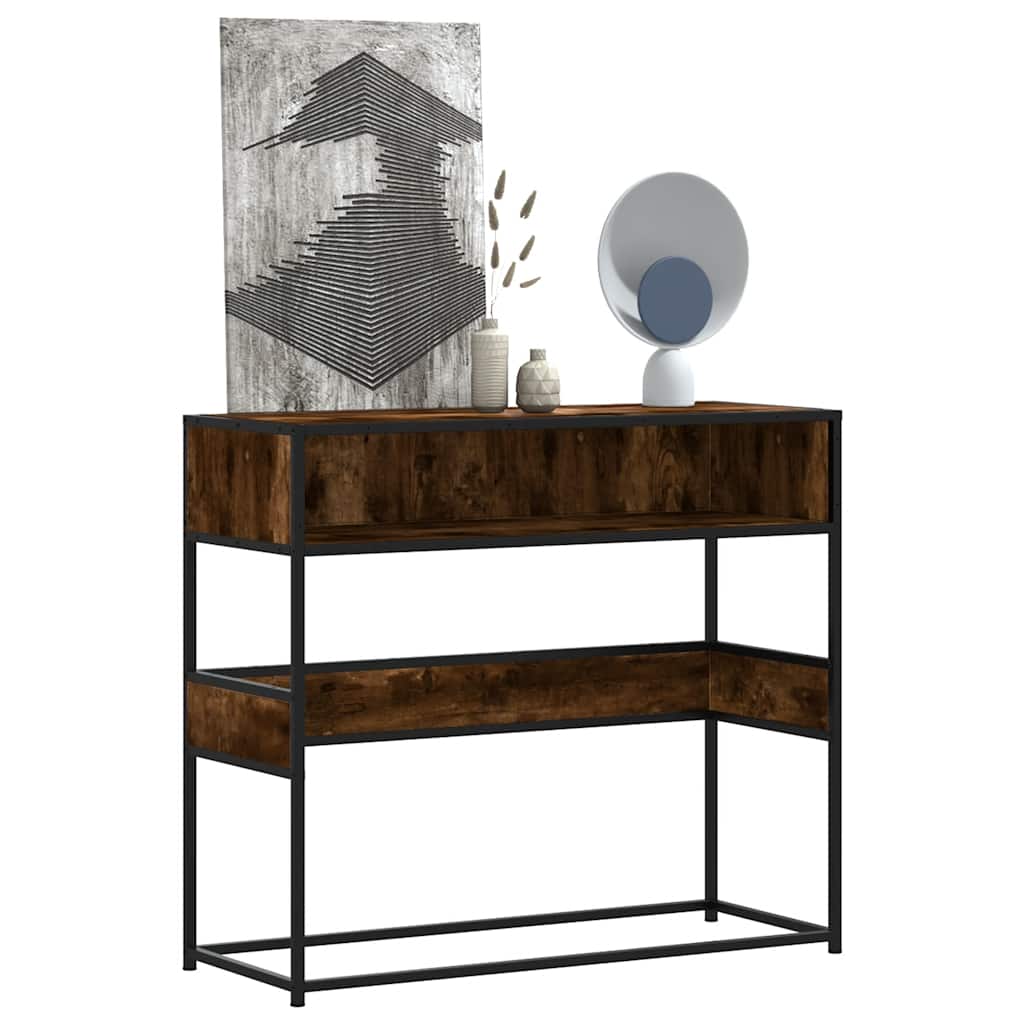 foto del prodotto vidaxl tavolino consolle rovere fumo 90x35x80 cm in legno multistrato