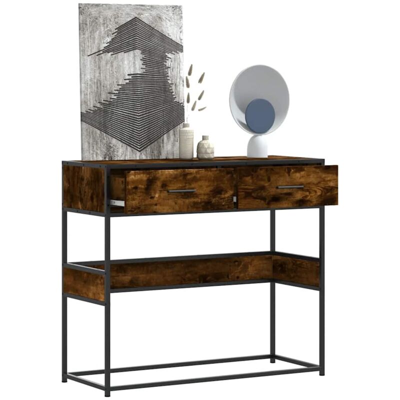 foto del prodotto vidaxl tavolino consolle rovere fumo 90x35x80 cm in legno multistrato