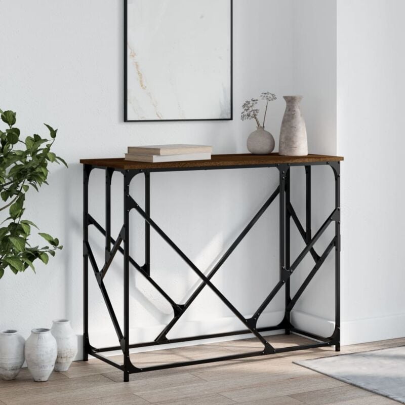 foto del prodotto vidaxl tavolino consolle rovere marrone 100x40x80 cm legno multistrato