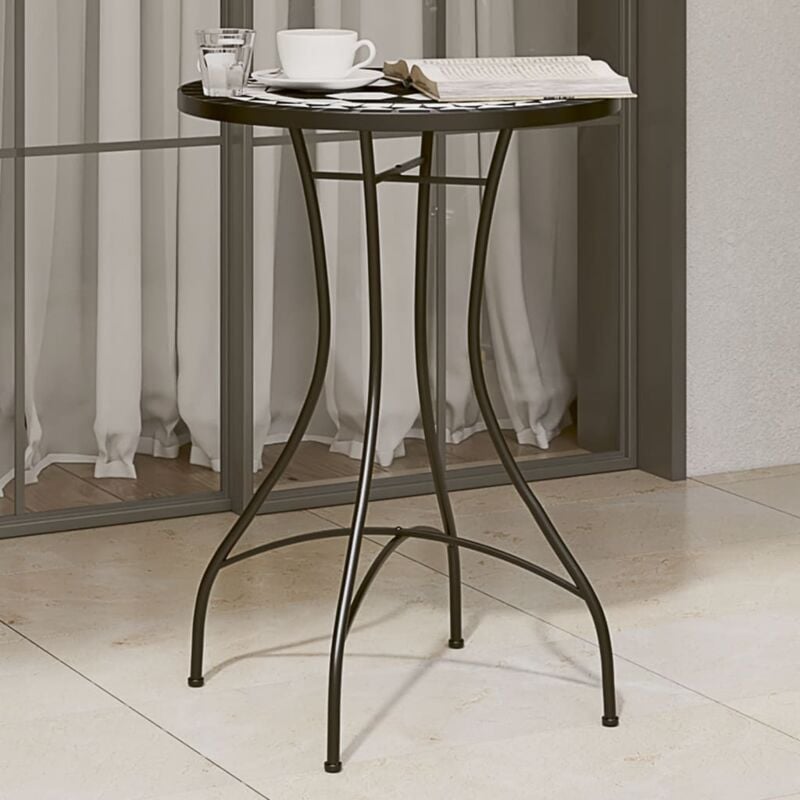 foto del prodotto vidaxl tavolino da bistrot con mosaico nero e bianco 50x70cm ceramica