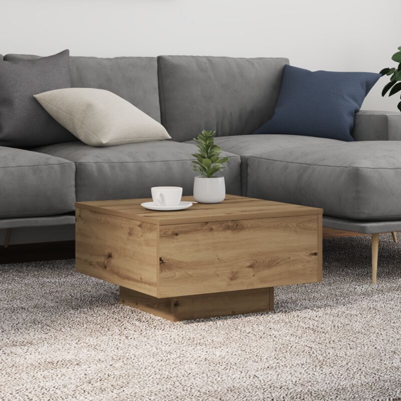 foto del prodotto vidaxl tavolino da caff con luci led rovere artigianale 55x55x31 cm