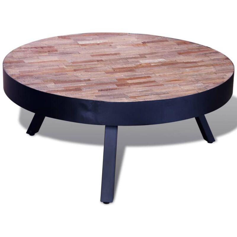 foto del prodotto vidaxl tavolino da caff rotondo in legno di teak di recupero