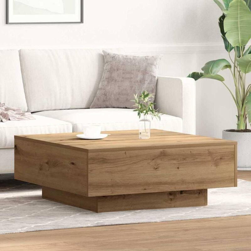 foto del prodotto vidaxl tavolino da caff rovere artigianale 80x80x31 cm legno massello