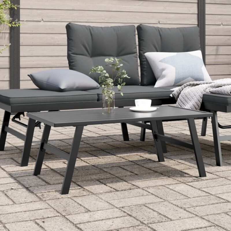 foto del prodotto vidaxl tavolino da giardino nero 90x45x35cm acciaio verniciato polvere