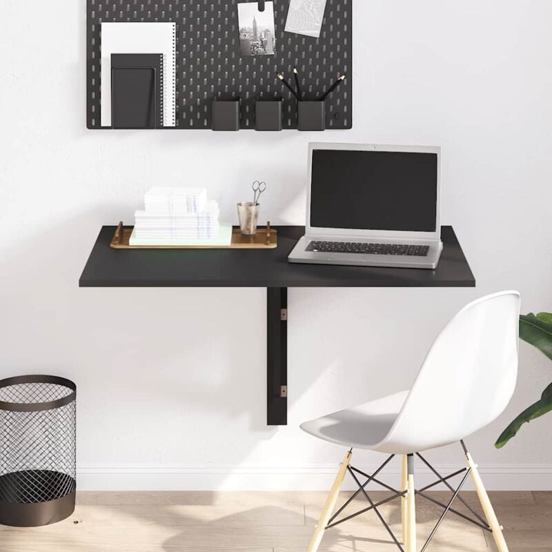 foto del prodotto vidaxl tavolino da parete pieghevole nero 110x38x75 cm in multistrato
