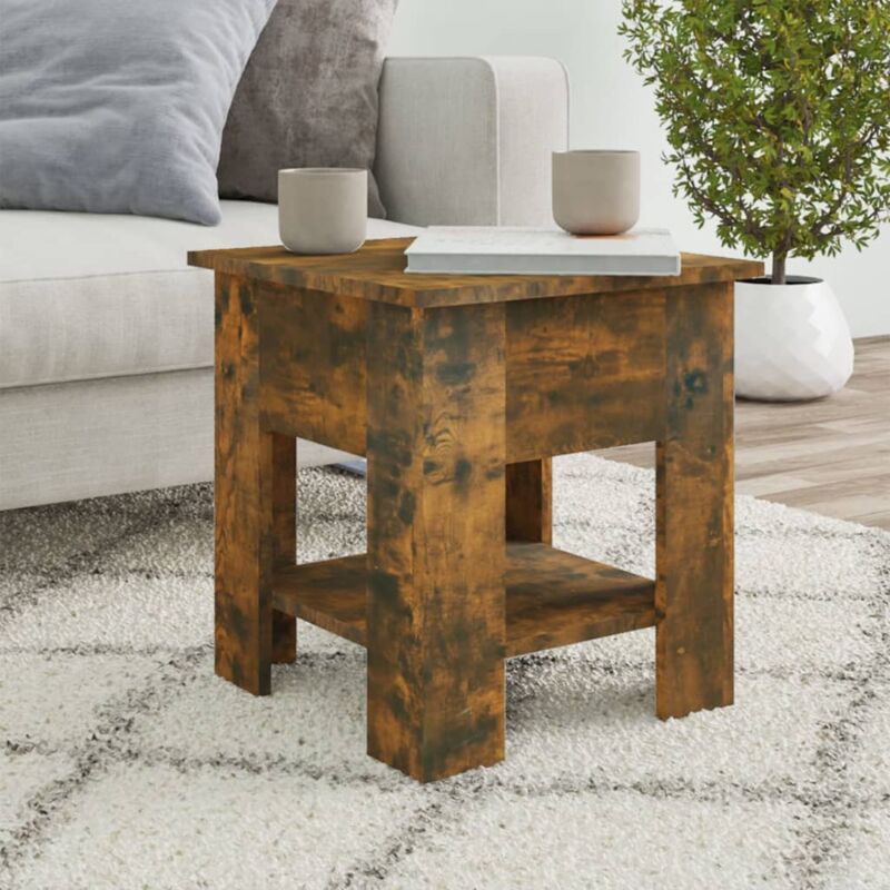 foto del prodotto vidaxl tavolino da salotto 40x40x42cm stile classico con piano inferiore vari colori colore rovere fumo