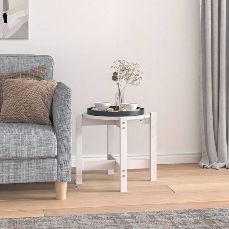foto del prodotto vidaxl tavolino da salotto bianco 52,5x45 cm legno massello di pino