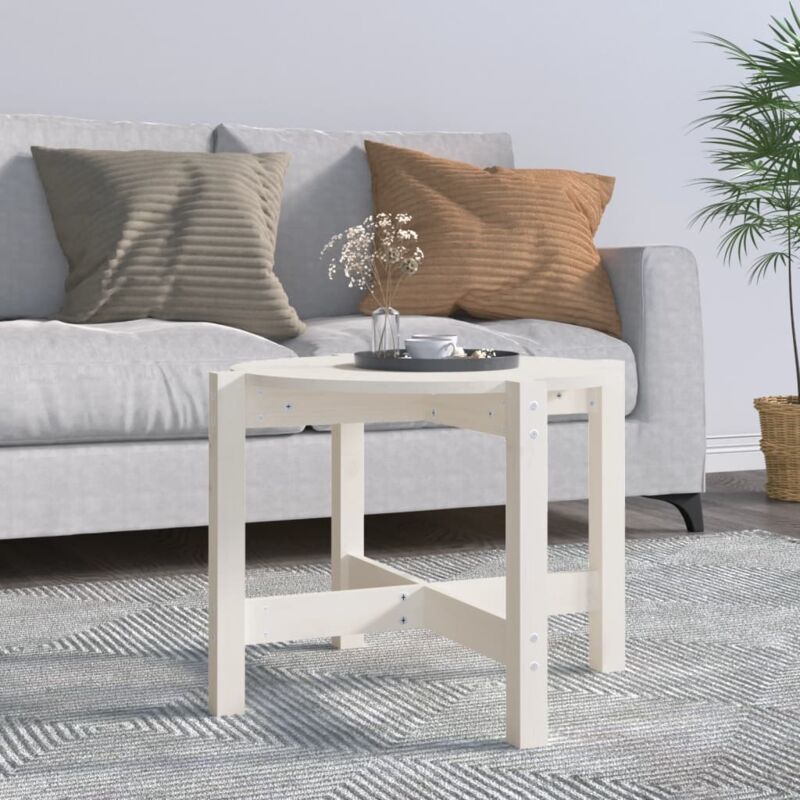 foto del prodotto vidaxl tavolino da salotto bianco 62,5x45 cm legno massello di pino