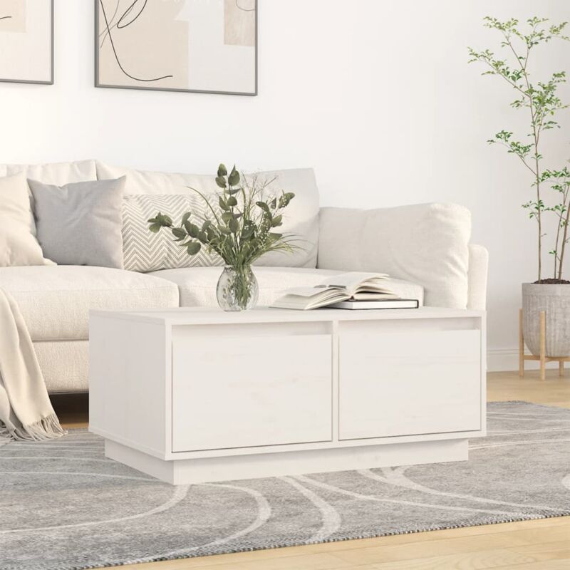 foto del prodotto vidaxl tavolino da salotto bianco 80x50x35 cm legno massello di pino