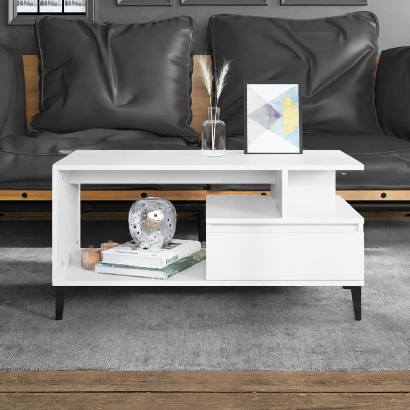 foto del prodotto vidaxl tavolino da salotto bianco 90x49x45 cm in legno multistrato