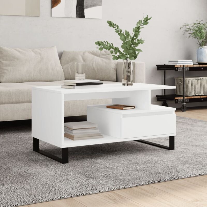 foto del prodotto vidaxl tavolino da salotto bianco 90x49x45 cm in legno multistrato