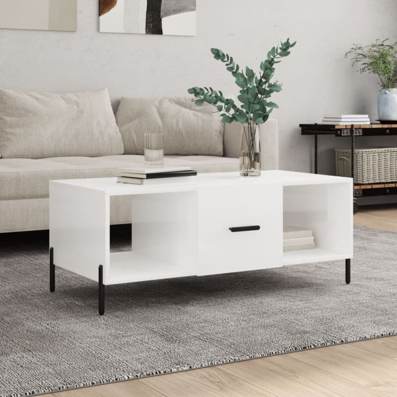 foto del prodotto vidaxl tavolino da salotto bianco lucido 102x50x40cm legno multistrato