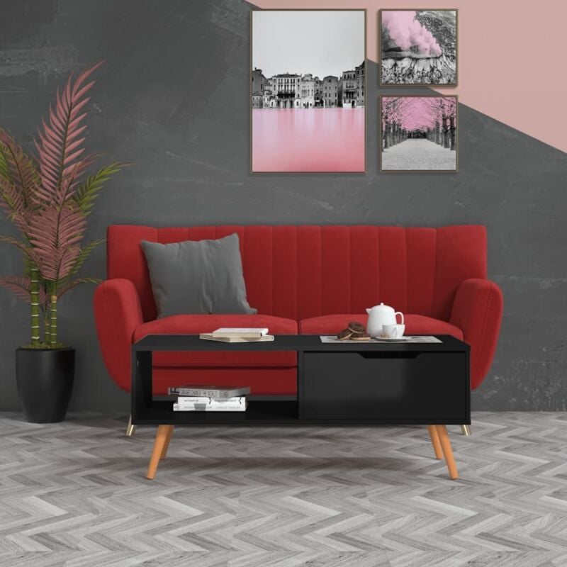foto del prodotto vidaxl tavolino da salotto con cassetto e scomparto aperto stile retr in vari colori colore nero lucido